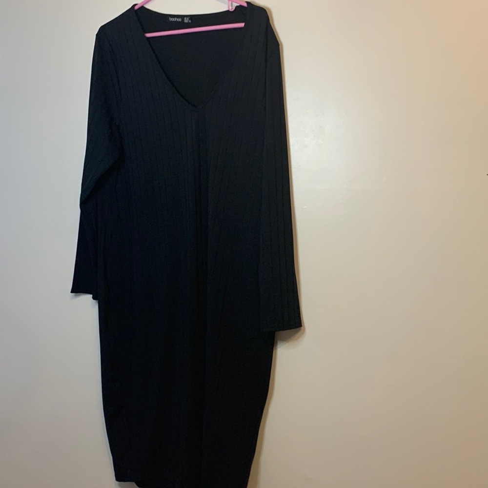 Boohoo plus jumbo rib long sleeve bodycon dress